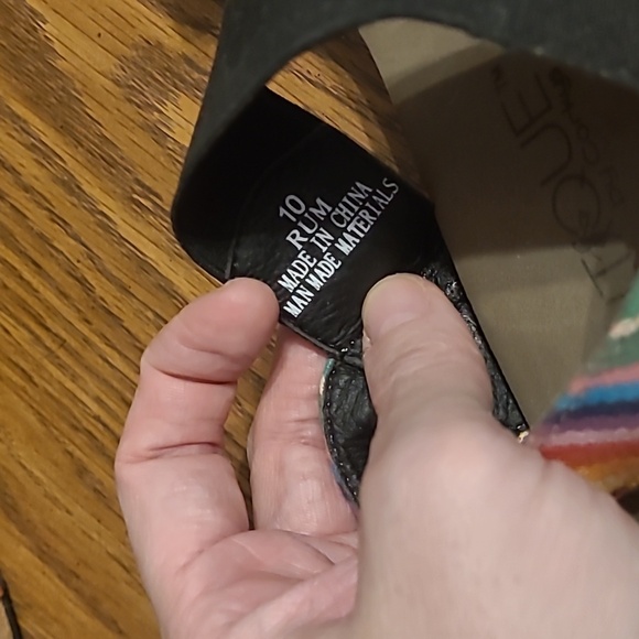 Corky's Colorful Black And Rainbow Striped Women's Wedge Sandals Size 10 - Picture 6 of 7